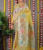 Mehendi woven Banarasi silk blend designer saree with blouse