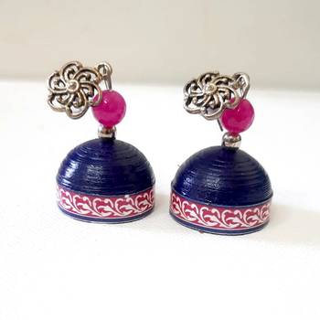 Quilled jhumkas with oxidized stud 3 2