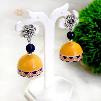 Quilled jhumkas with oxidized stud 4 1