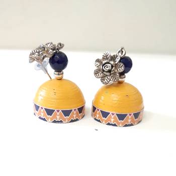 Quilled jhumkas with oxidized stud 4 2