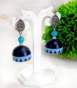 Quilled jhumkas with oxidized stud 5