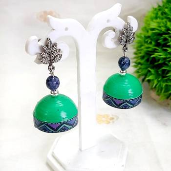 Quilled jhumkas with oxidized stud 6 1