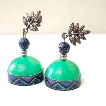 Quilled jhumkas with oxidized stud 6 2
