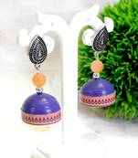 Quilled jhumkas with oxidized stud 7