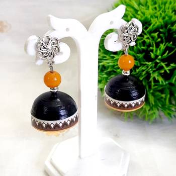 Quilled jhumkas with oxidized stud 8 1