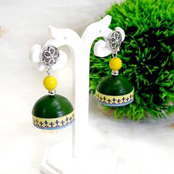 Quilled jhumkas with oxidized stud 9 1