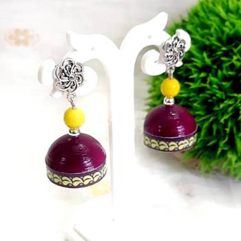 Quilled jhumkas with oxidized stud 10 1