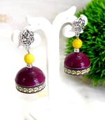 Quilled jhumkas with oxidized stud 10
