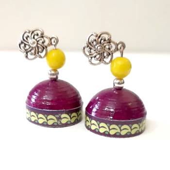 Quilled jhumkas with oxidized stud 10 2