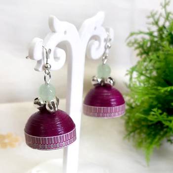 Quilled jhumkas with oxidized beads 1 1