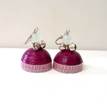 Quilled jhumkas with oxidized beads 1 2