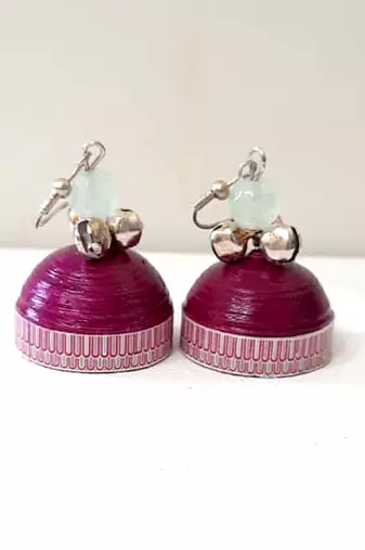 Quilled jhumkas with oxidized beads 1