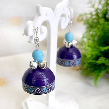 Quilled jhumkas with oxidized beads 3 1