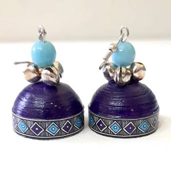 Quilled jhumkas with oxidized beads 3 2