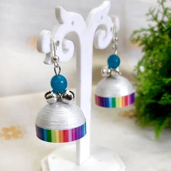 Quilled jhumkas with oxidized beads 4 1