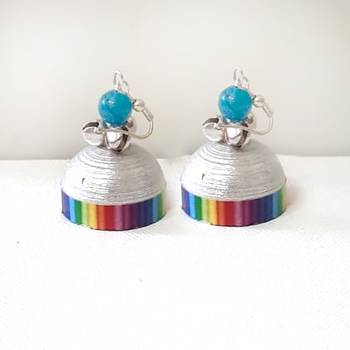 Quilled jhumkas with oxidized beads 4 2