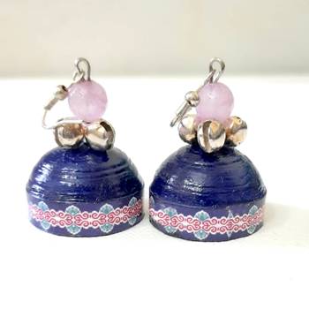 Quilled jhumkas with oxidized beads 5 2