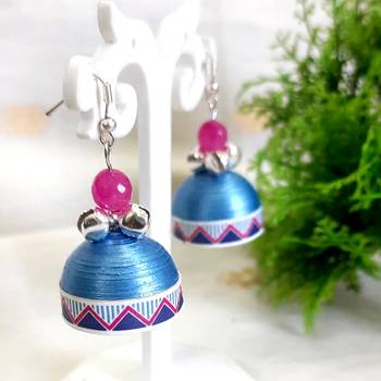 Quilled jhumkas with oxidized beads 6 1
