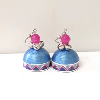 Quilled jhumkas with oxidized beads 6 2