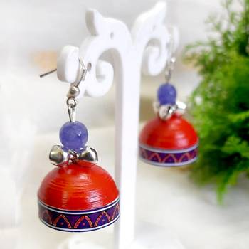 Quilled jhumkas with oxidized beads 7 1