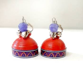 Quilled jhumkas with oxidized beads 7 2