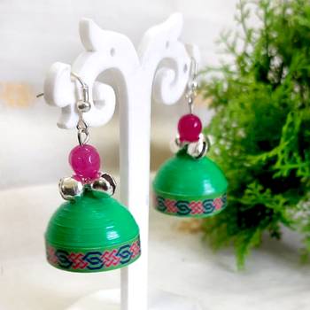 Quilled jhumkas with oxidized beads 8 1