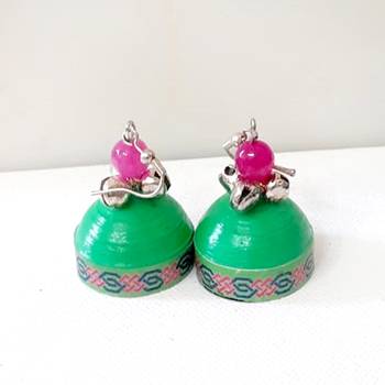 Quilled jhumkas with oxidized beads 8 2