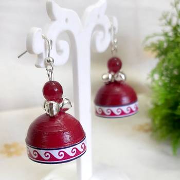 Quilled jhumkas with oxidized beads 9 1