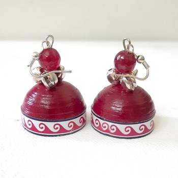 Quilled jhumkas with oxidized beads 9 2