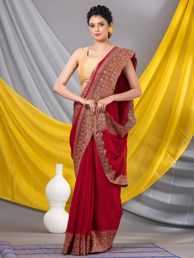 maroon chiffon blouse