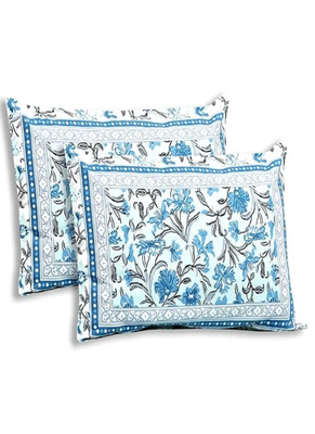 Runjhun premium 100% cotton king size blue color flower printed double bedsheet (90x108 inch) 3