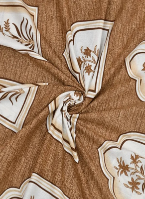 Runjhun 100% cotton brown color floral printed double bedsheet (90x100 inch) 3