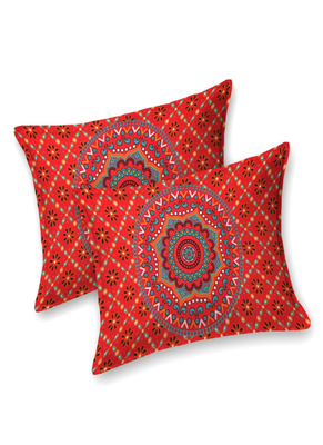 Runjhun premium 100% cotton king size red color mandala printed double bedsheet (90x108 inch) 2