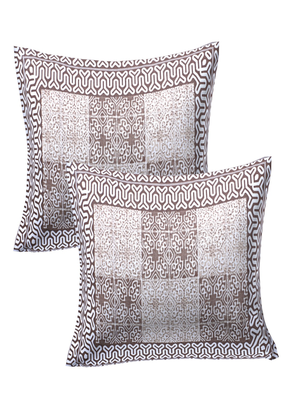 Runjhun premium 100% cotton coffee color square printed double bedsheet (90x100 inch) 2