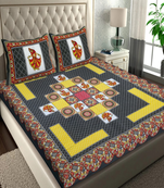 Runjhun 100% cotton multicolor color rajasthani traditional double bedsheet(90x100 inch)