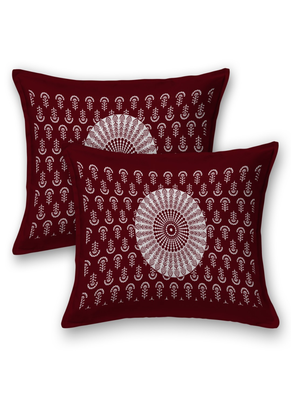 Runjhun 100% cotton maroon color circle mandala double bedsheet (90x100 inch) 4