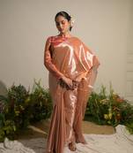 Neon Orange Handloom Tissue Saree Without Blouse Piece