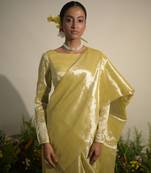 Neon Olive Handloom Tissue Saree without Blouse Piece