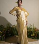 Neon Yellow Handloom Tissue Saree Without Blouse Piece