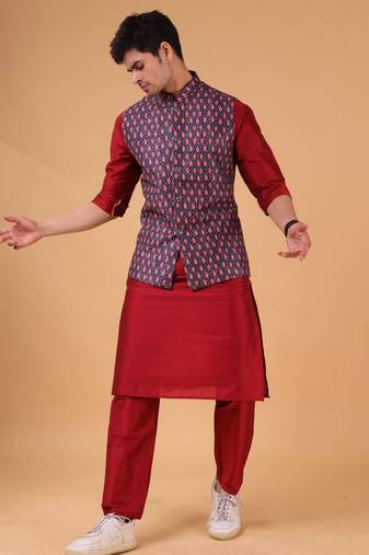 Shiwam ethnic men's cotton silk jacket  -thrisurr collection