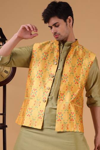 Shiwam ethnic men's cotton silk jacket  -thrisurr collection