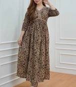 Women's Nyra cut Brown Printed Kurta Pant set