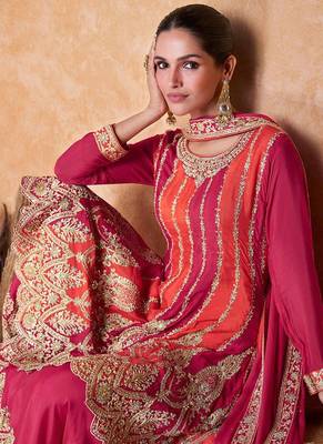 Multicolor chinon embroidery with sequince work salwar kameez stitched 2