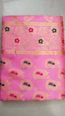 Pink Soft Silk Blend Sarees With Blouse - Banarasi-Silk Blend-Sarees 5