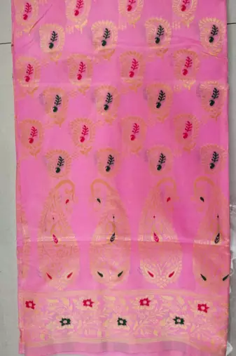 Pink Soft Silk Blend Sarees With Blouse - Banarasi-Silk Blend-Sarees