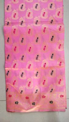 Pink Soft Silk Blend Sarees With Blouse - Banarasi-Silk Blend-Sarees 8