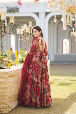 Multicolor Georgette Salwar Suit Floral Printed and Sequin Embroidery 5