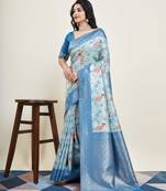 Blue Banarasi Weaving silk Saree & Banarasi silk blend Blouse