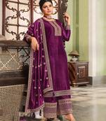 Dark magenta embroidered mehndi trendy salwar suit