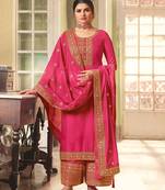 Bright pink embroidered mehndi trendy salwar suit